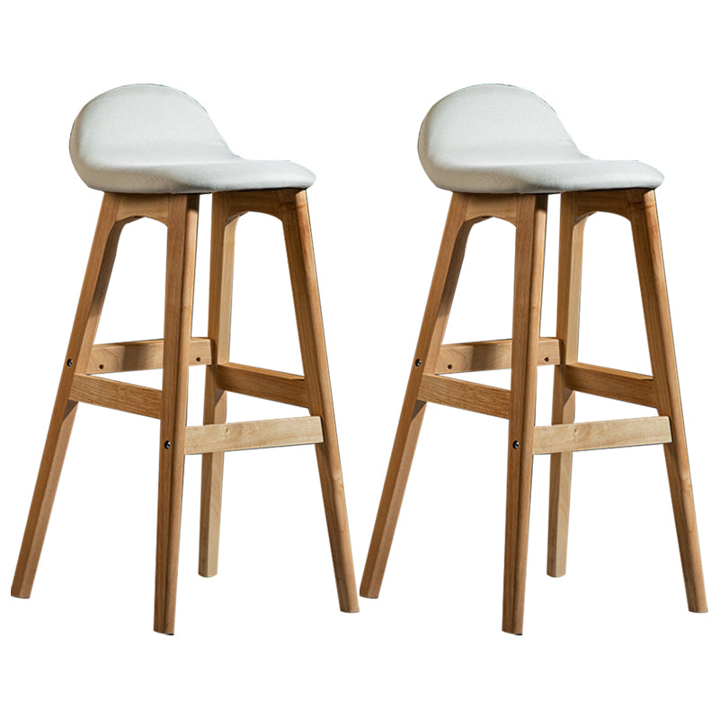 Scandinavian Natural Wood Counter Stools Low Back Bar Stools with Bucket Seat