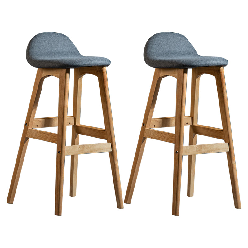Scandinavian Natural Wood Counter Stools Low Back Bar Stools with Bucket Seat