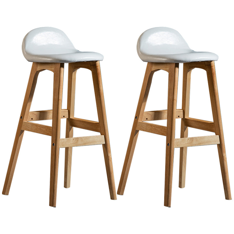 Scandinavian Natural Wood Counter Stools Low Back Bar Stools with Bucket Seat