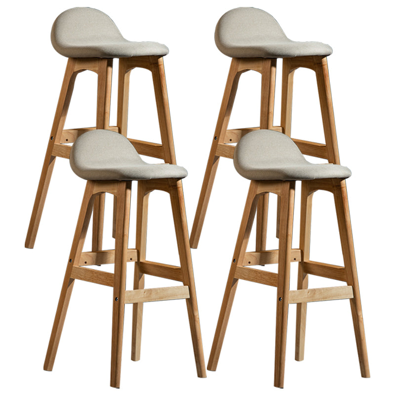 Scandinavian Natural Wood Counter Stools Low Back Bar Stools with Bucket Seat