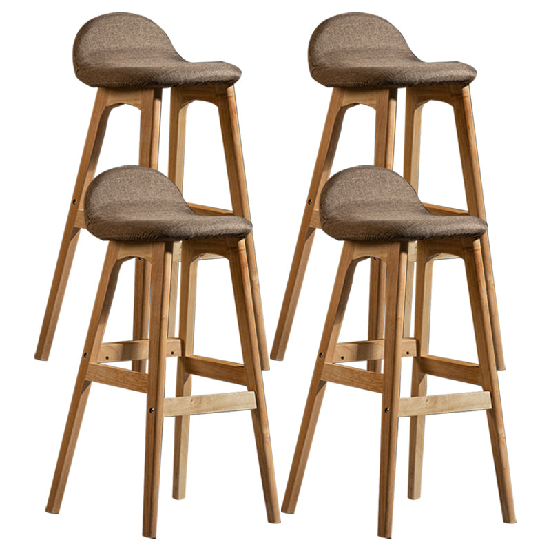 Scandinavian Natural Wood Counter Stools Low Back Bar Stools with Bucket Seat