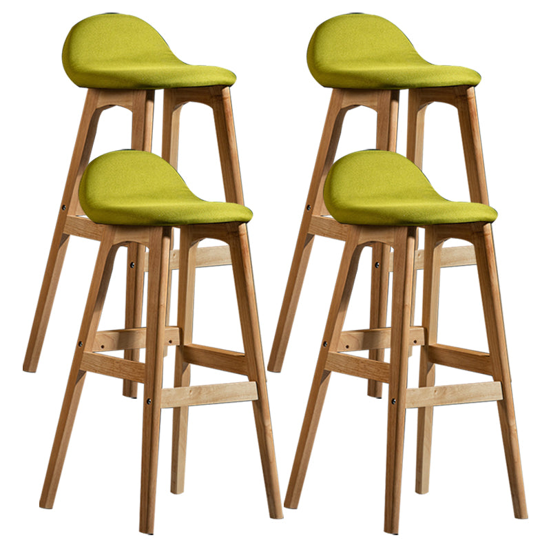 Scandinavian Natural Wood Counter Stools Low Back Bar Stools with Bucket Seat