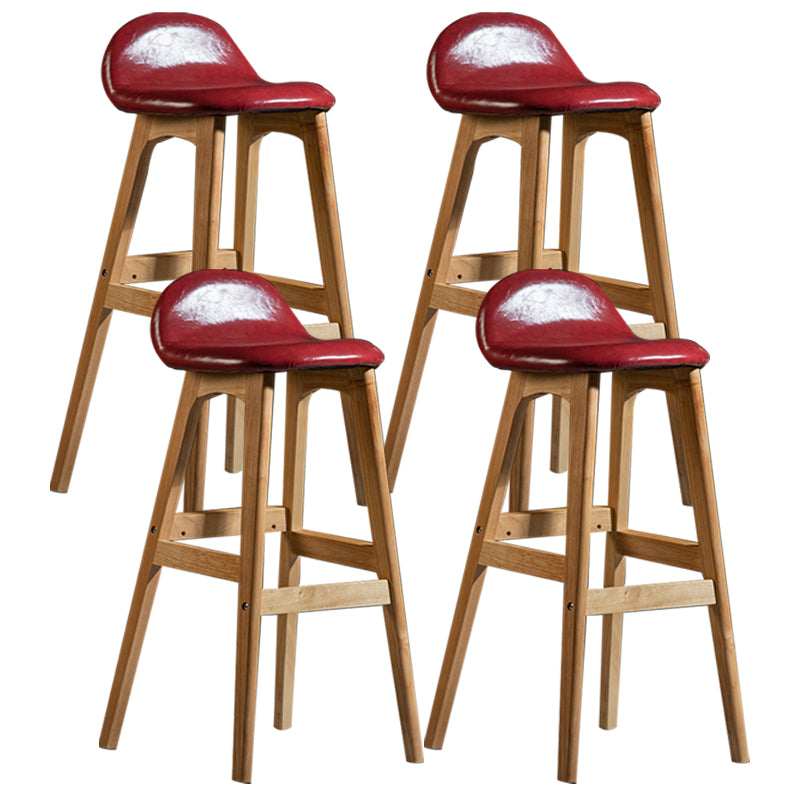 Scandinavian Natural Wood Counter Stools Low Back Bar Stools with Bucket Seat