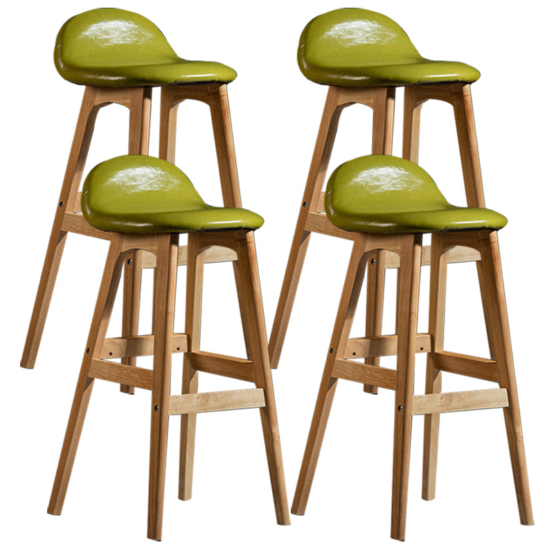 Scandinavian Natural Wood Counter Stools Low Back Bar Stools with Bucket Seat