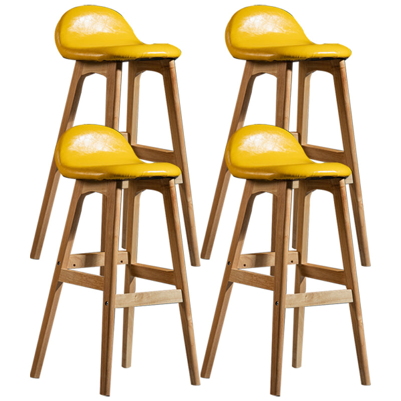 Scandinavian Natural Wood Counter Stools Low Back Bar Stools with Bucket Seat