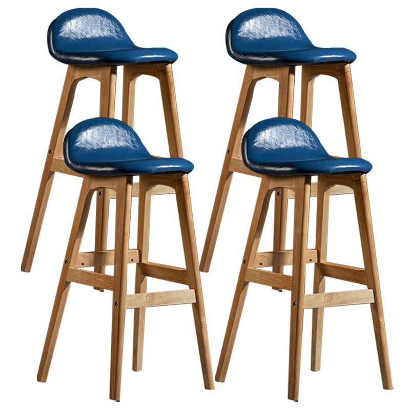 Scandinavian Natural Wood Counter Stools Low Back Bar Stools with Bucket Seat