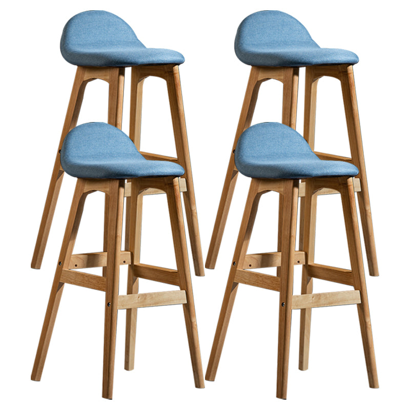 Scandinavian Natural Wood Counter Stools Low Back Bar Stools with Bucket Seat