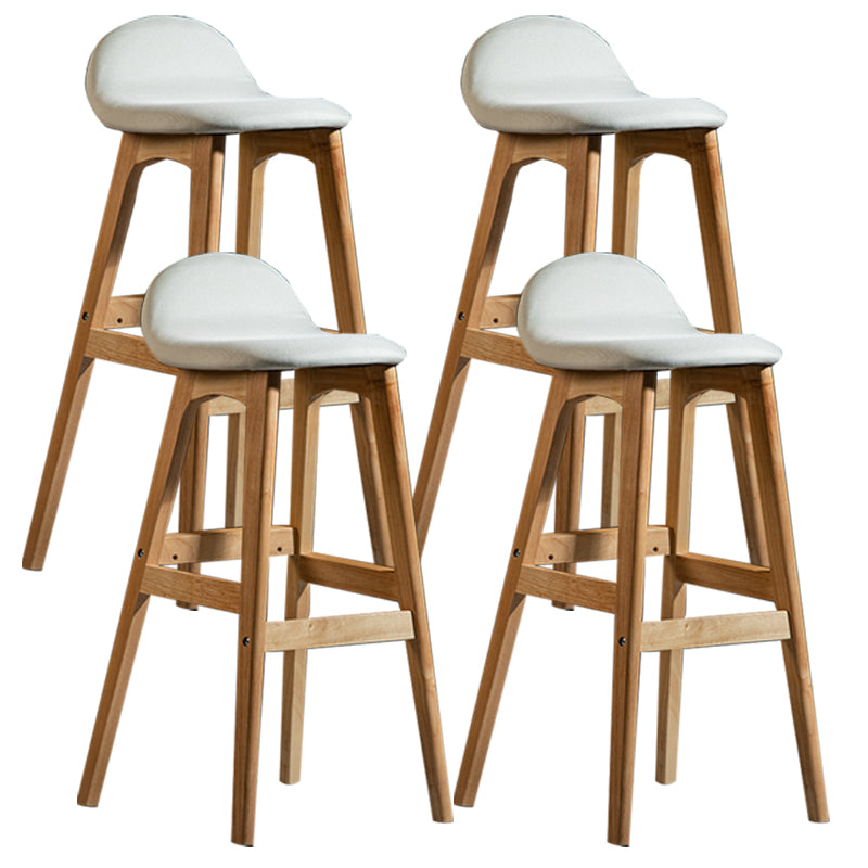Scandinavian Natural Wood Counter Stools Low Back Bar Stools with Bucket Seat