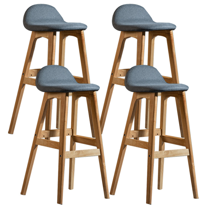 Scandinavian Natural Wood Counter Stools Low Back Bar Stools with Bucket Seat