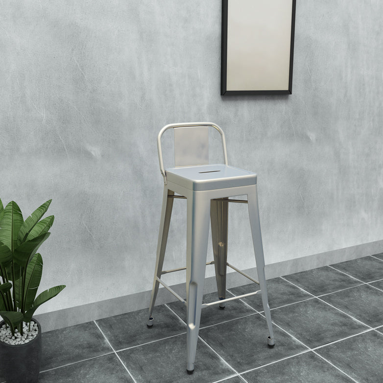 Modern Squared Counter Stools Armless Iron Indoor Bar Stool with Footrest