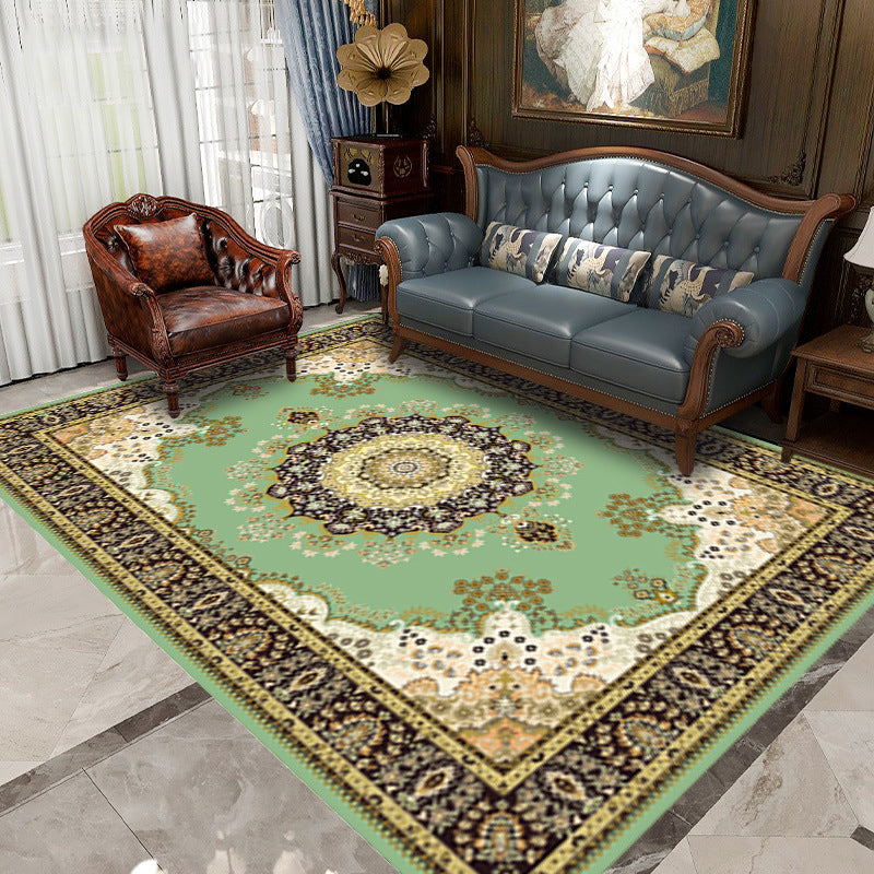 Green Luxury Rug Graphic Rug Non-Slip Backing Rug for Living Room
