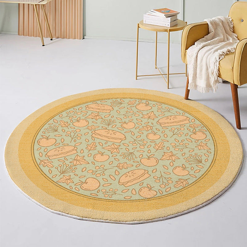 Navy Modern Rug Polyester Circle Rug Stain Resistant Rug for Living Room