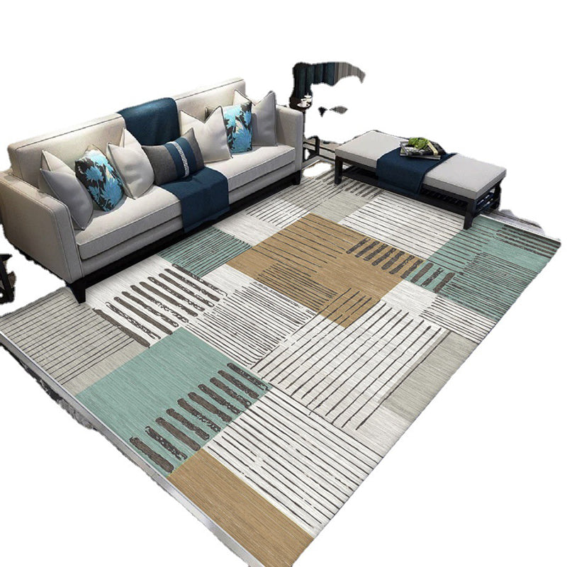 Grey Contemporary Carpet Polyester Geometric Pattern Carpet Washable Carpet for Home Decor