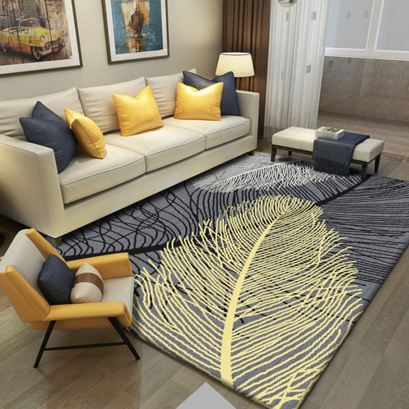 Light Brown Feather Rug Polyester Minimalist Rug Non-Slip Backing Rug for Drawing Room