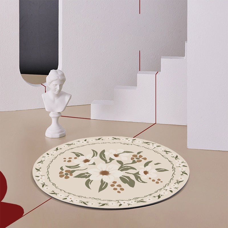 Apricot Modern Rug Polyester Plant Indoor Rug Stain Resistant Rug for Living Room