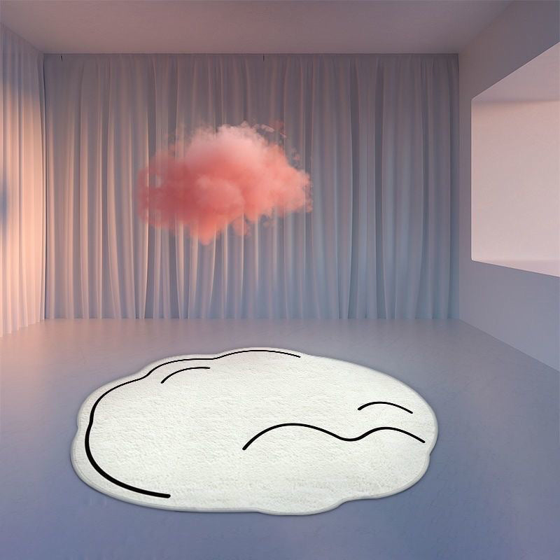 White Casual Rug Polyester Clouds Rug Stain Resistant Rug for Living Room