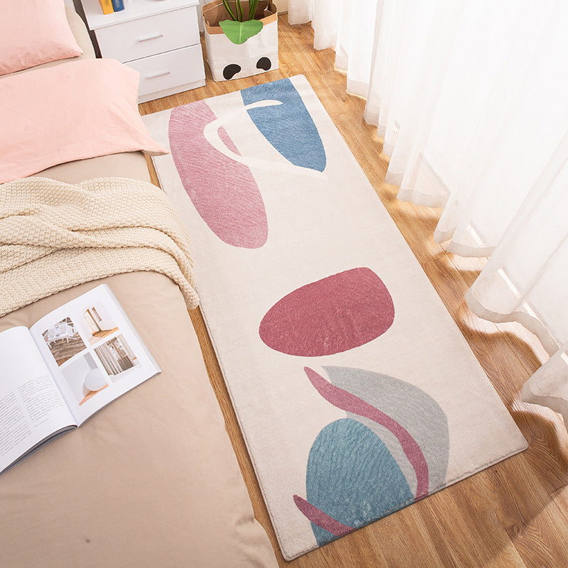 Beige Simple Rug Polyester Graphic Rug Stain Resistant Rug Washable Rug for Living