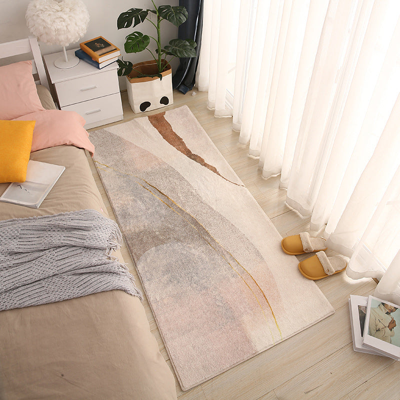 Beige Simple Rug Polyester Graphic Rug Stain Resistant Rug Washable Rug for Living