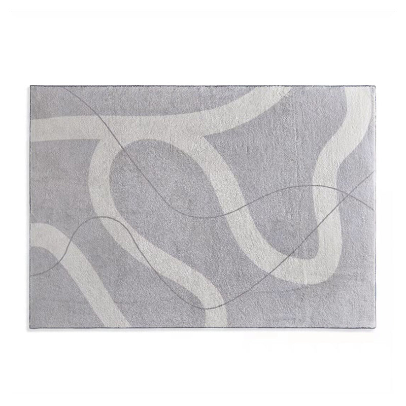 Beige Modern Carpet Polyester Irregular Line Carpet Washable Carpet for Home Decor