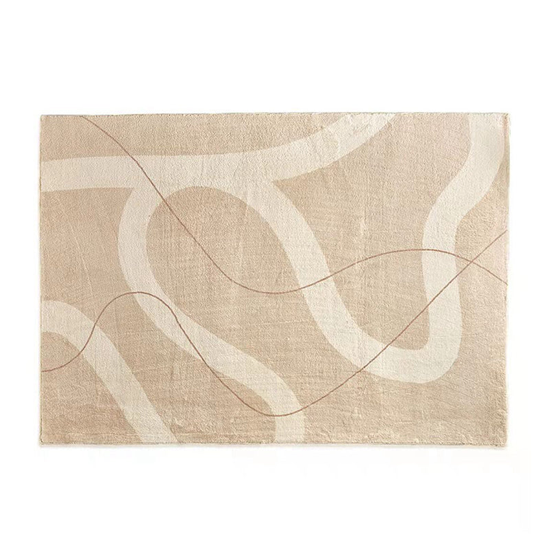 Beige Modern Carpet Polyester Irregular Line Carpet Washable Carpet for Home Decor