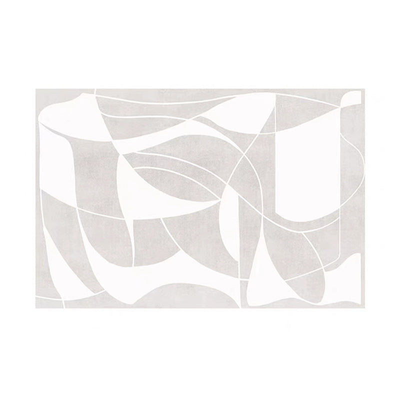 White Color Block Rug Polyester Modern Rug Stain Resistant Rug for Drawing Room