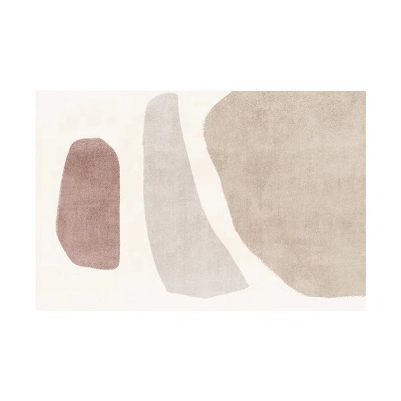 White Color Block Rug Polyester Modern Rug Stain Resistant Rug for Drawing Room