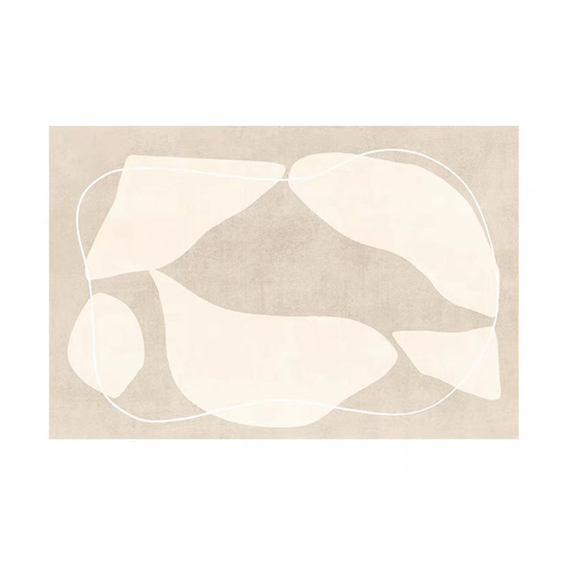 White Color Block Rug Polyester Modern Rug Stain Resistant Rug for Drawing Room