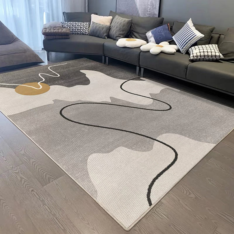 Dark Brown Modern Rug Polyester Color Lump Rug Non-Slip Rug for Living Room