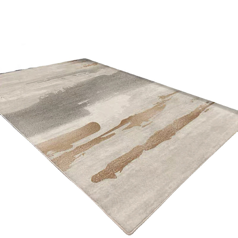 Dark Brown Modern Rug Polyester Color Lump Rug Non-Slip Rug for Living Room