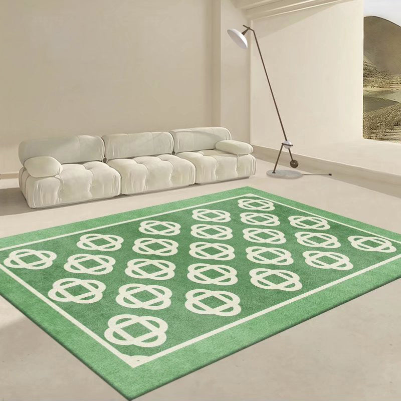 Apricot Curve Rug Polyester Simple Rug Non-Slip Backing Rug for Drawing Room