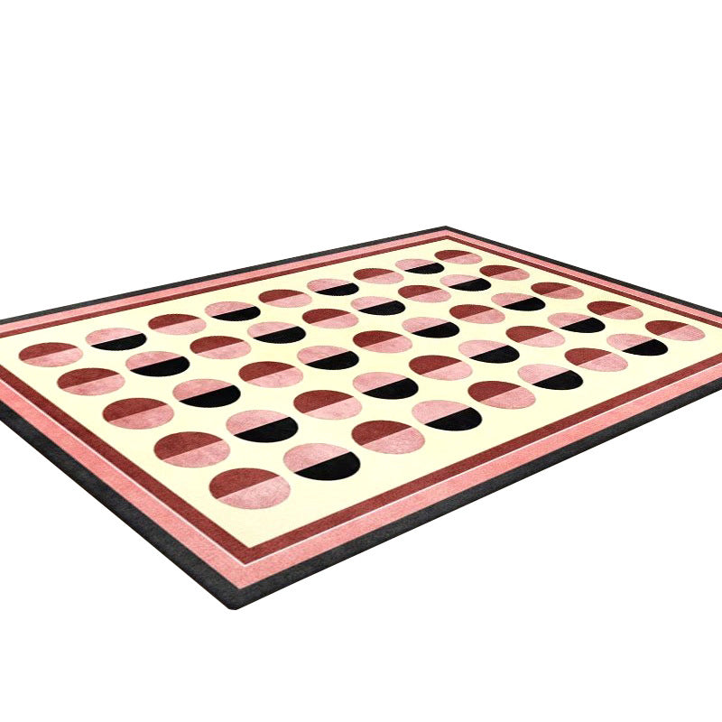 Apricot Curve Rug Polyester Simple Rug Non-Slip Backing Rug for Drawing Room