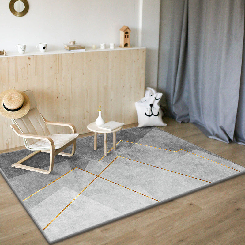 Black Modern Rug Polyester Zebra Rug Non-Slip Backing Rug for Drawing Room