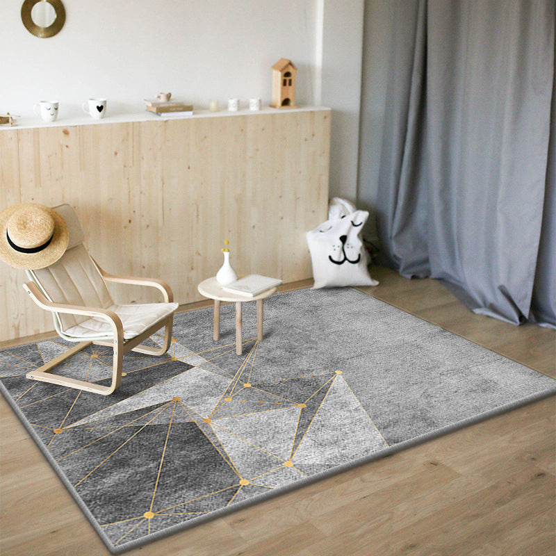 Black Modern Rug Polyester Zebra Rug Non-Slip Backing Rug for Drawing Room