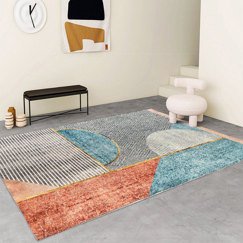 Gray Modern Rug Polyester Striped Rug Stain Resistant Rug for Home Decor