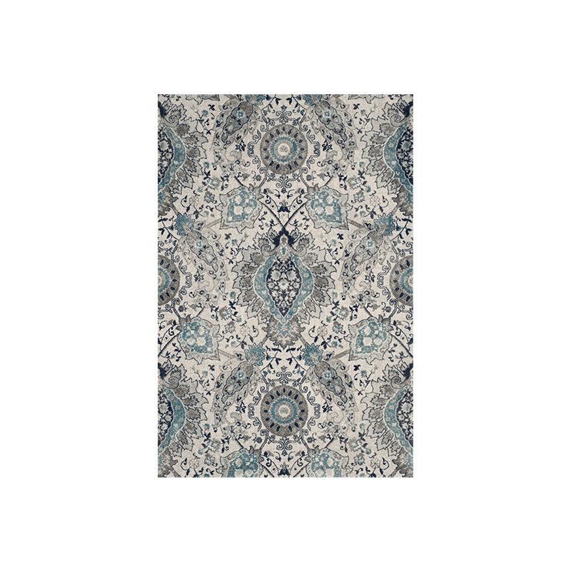 Beige Medallion Rug Polyester Modern Rug Non-Slip Backing Rug for Living Room