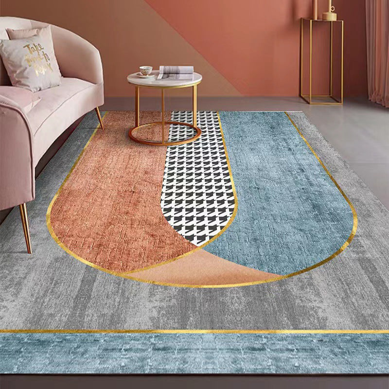 Orange Contemporary Carpet Polyester Striped Carpet Washable Carpet for Living Room