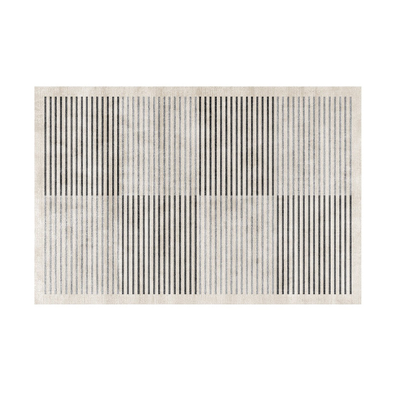 Light Gray Modern Carpet Polyester Line Carpet Washable Carpet for Living Room