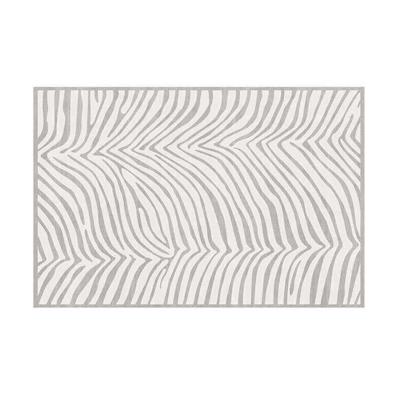 Light Gray Modern Carpet Polyester Line Carpet Washable Carpet for Living Room