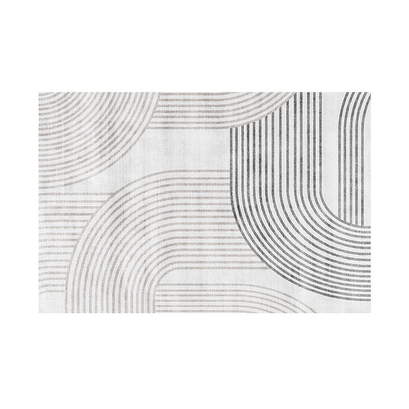 Gray Simple Rug Polyester Trajectory Rug Non-Slip Backing Rug for Living Room