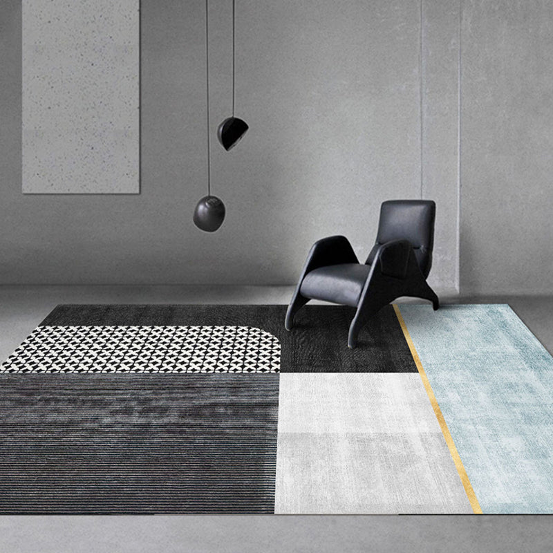 Gold Abstract Line Rug Polyester Simple Indoor Rug Washable Rug for Home Decor