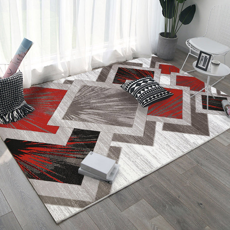 Gray Modern Rug Polyester Irregular Line Rug Washable Rug for Home Decor