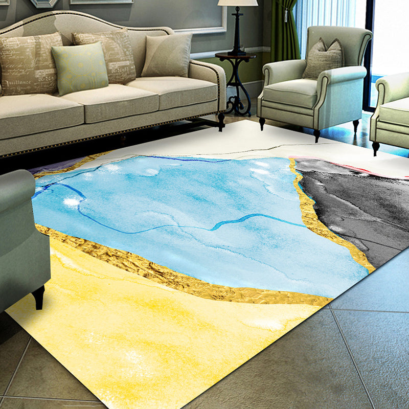 Alfombra de poliéster de alfombra contemporánea azul