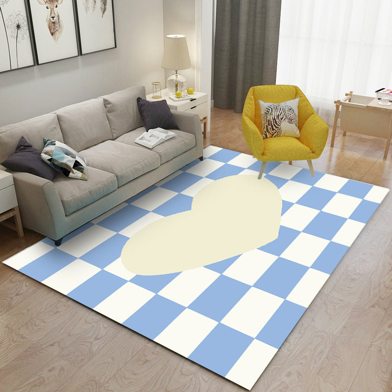 Black Modern Rug Polyester Graphic Rug Non-Slip Backing Rug for Living Room