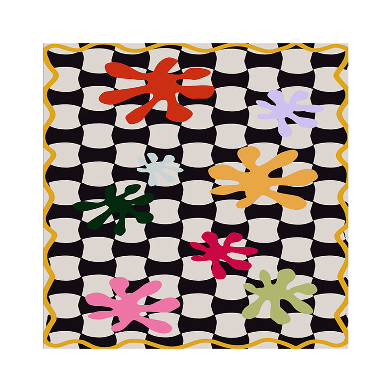 Black Modern Rug Polyester Graphic Rug Non-Slip Backing Rug for Living Room