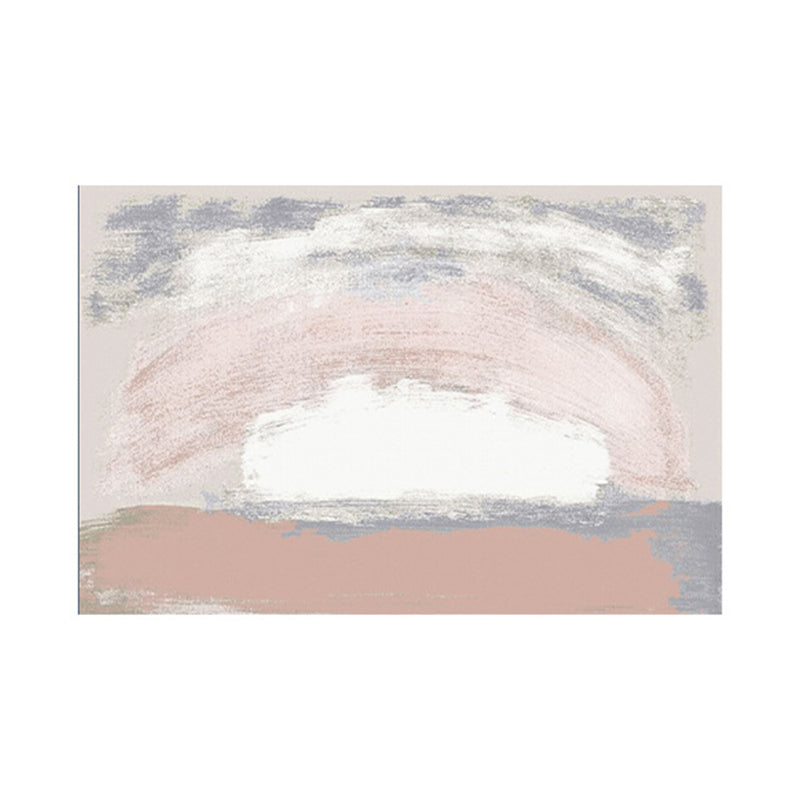 Light Pink Abstract Print Rug Polyester Modern Rug Non-Slip Backing Rug for Living Room