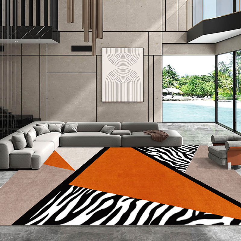 Dark Green Color Block Rug Polyester Modern Rug Non-Slip Backing Rug for Drawing Room