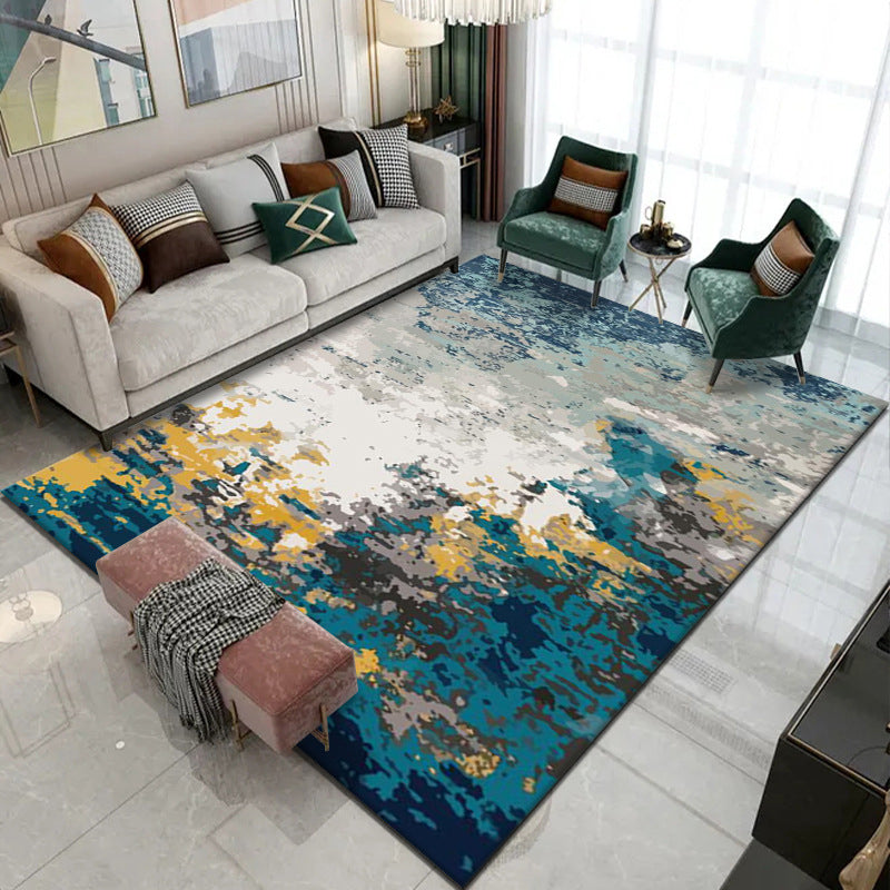 Gorgeous Modern Rug Gold Feather Rug Non-Slip Backing Rug for Home Decor