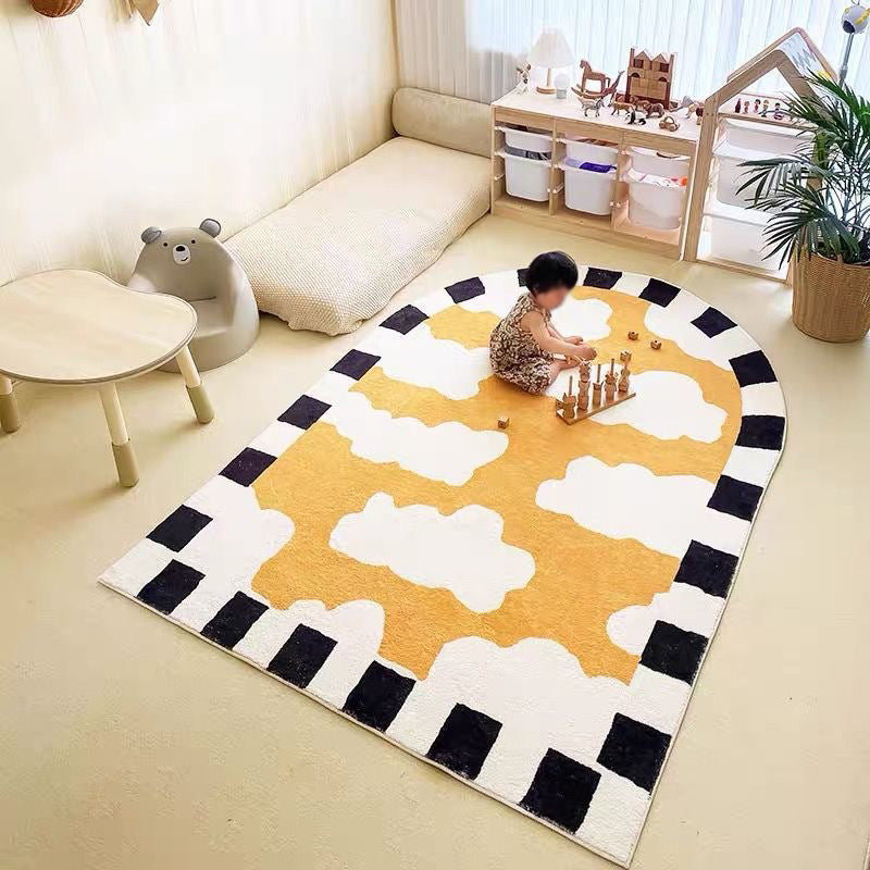 White Clouds Rug Polyester Simple Rug Non-Slip Backing Rug for Home Decoration