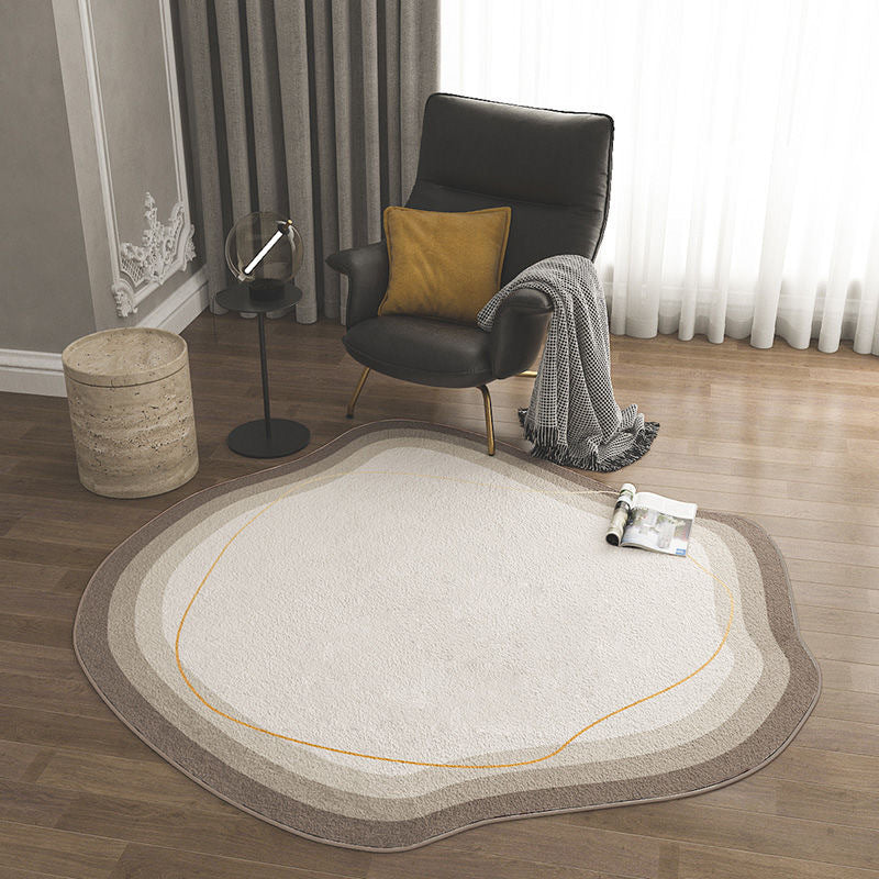 Light Brown Simple Rug Polyester Color Piece Rug Non-Slip Backing Rug for Drawing Room