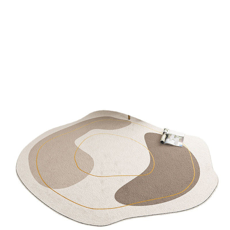 Light Brown Simple Rug Polyester Color Piece Rug Non-Slip Backing Rug for Drawing Room